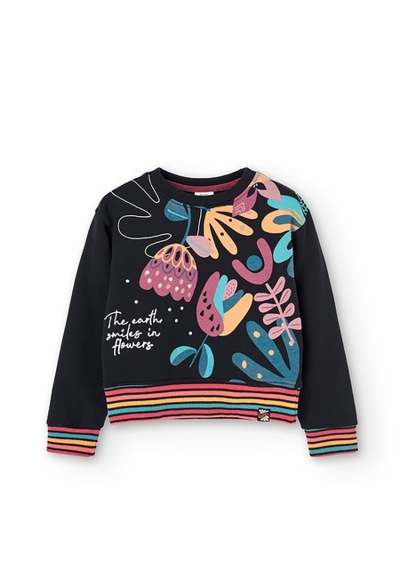 Fleece stretch sweatshirt "floral" for girl_1