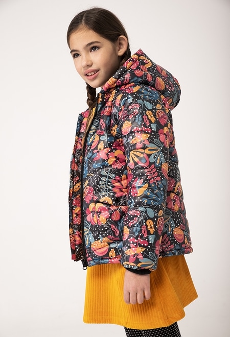 Technical fabric parka floral for girl_1