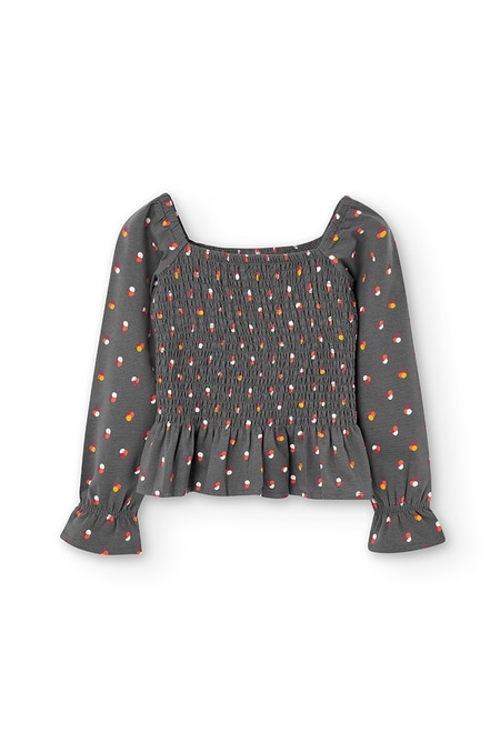 Knit loose-Blouse stretch polka dot for girl_2