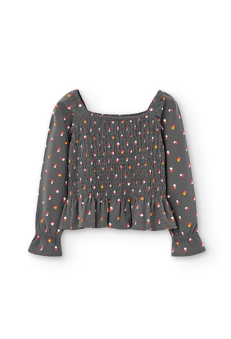 Knit loose-Blouse stretch polka dot for girl_3