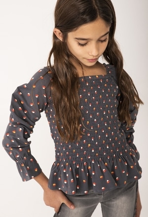 Knit loose-Blouse stretch polka dot for girl_1