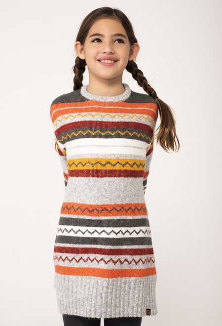 Vestido tricotosa jacquard de niña_1