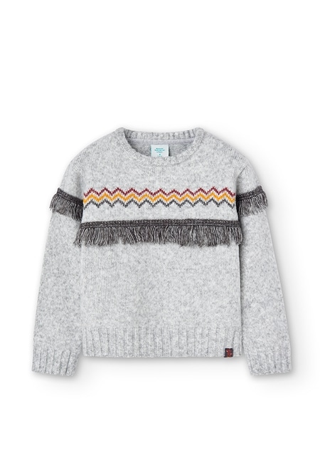 Knitwear pullover with fringes for girl_2