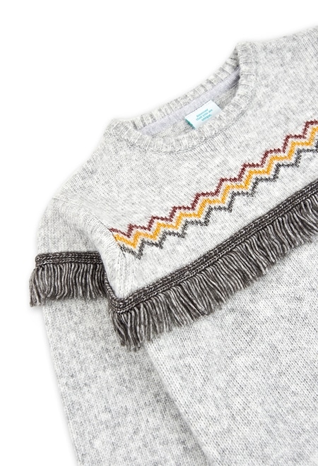 Pullover tricot com franjas para menina_4