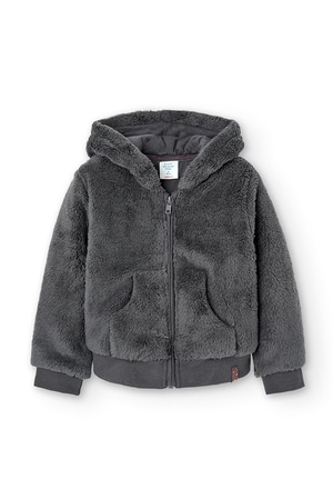 Fluffy hooded jacket for girl_1