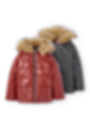 Reversible technical fabric parka for girl