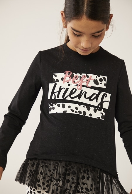T-Shirt tricot "my bbl friends" pour fille_1