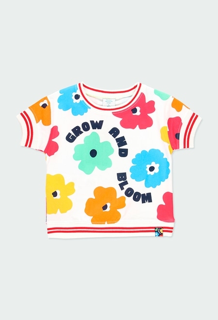 Camiseta malha "floral" para menina_2