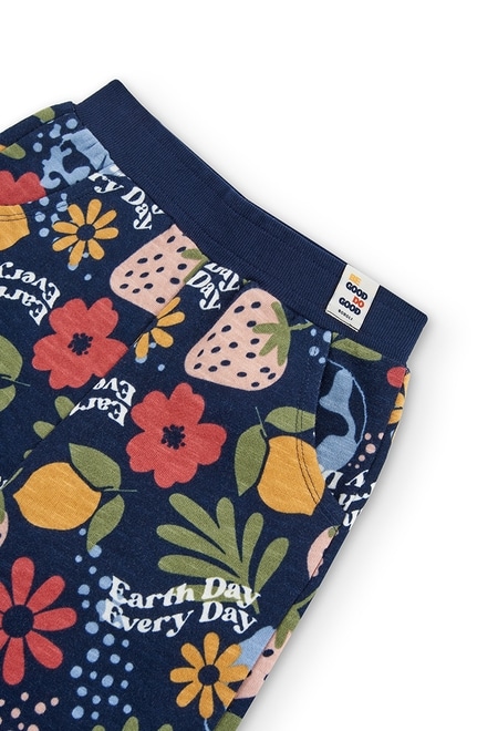 Fleece trousers floral for girl - organic_3