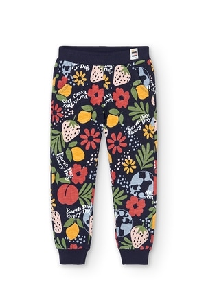 Fleece trousers floral for girl - organic_1