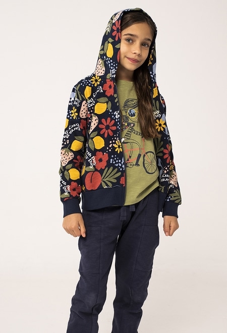 Fleece jacket floral for girl - organic_1