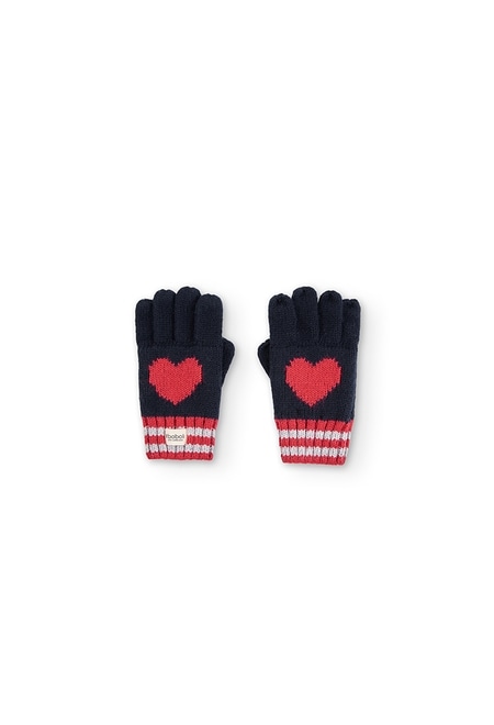 Knitwear gloves "heart" for girl_1