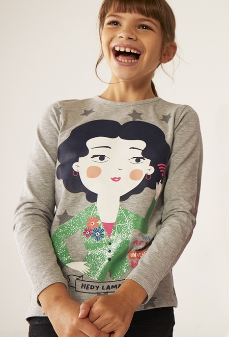 T-Shirt tricot imprimée Hedy Lamarr pour fille_1