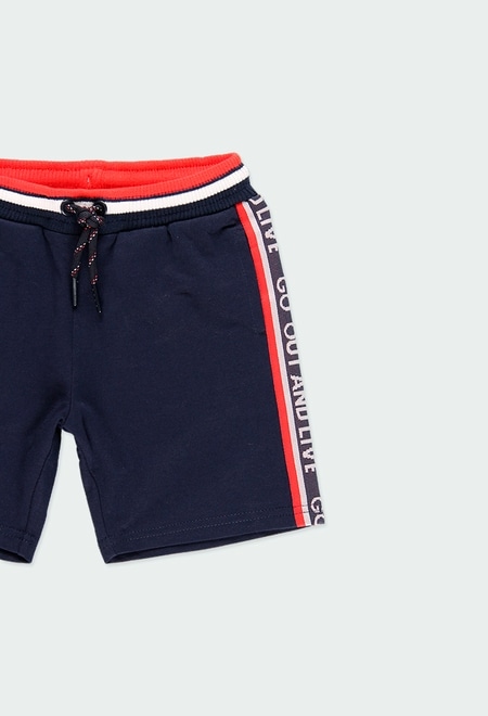 Fleece bermuda shorts with stripes for boy_3