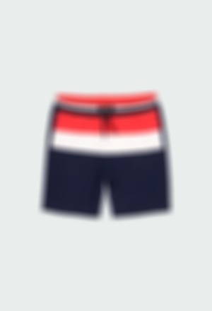Fleece bermuda shorts with stripes for boy