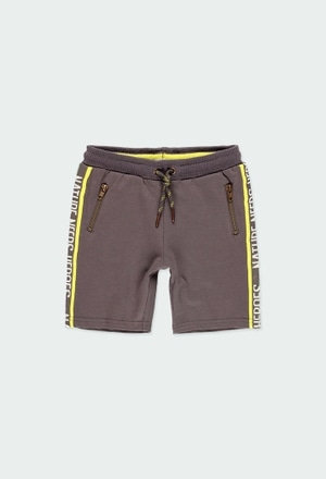 Fleece bermuda shorts with stripes for boy_1