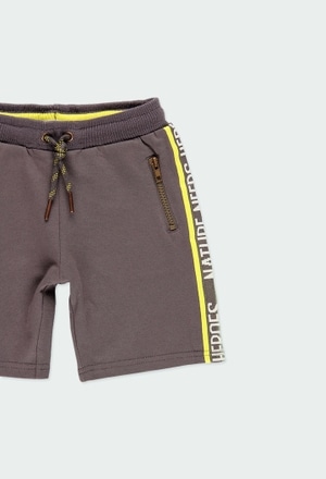 Fleece bermuda shorts with stripes for boy_3