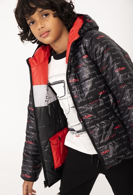 Reversible technical fabric parka for boy_1