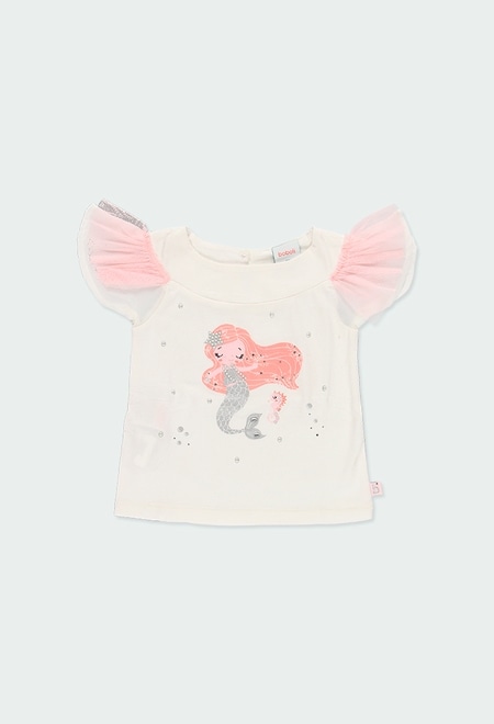 Camiseta malha elástica com tule para o bebé menina_1