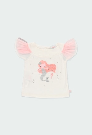 Camiseta malha elástica com tule para o bebé menina_1