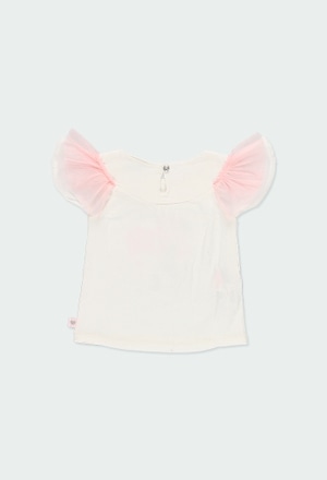 Stretch knit t-Shirt with tulle for baby girl_2