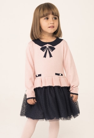 Knitwear combined dress for baby girl_1