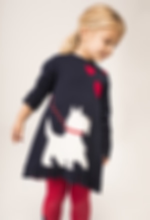 Vestido tricot "cachorro" para o bebé menina
