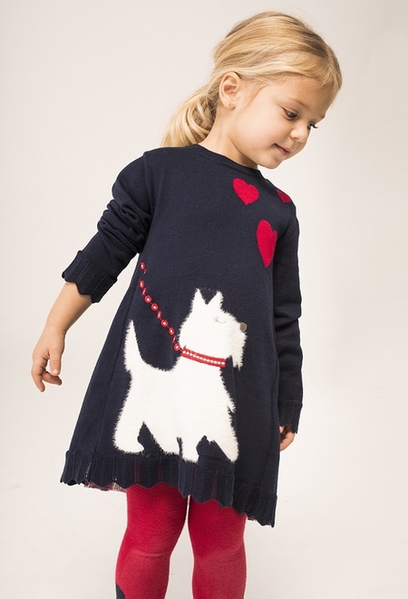 Vestido tricot "cachorro" para o bebé menina_1