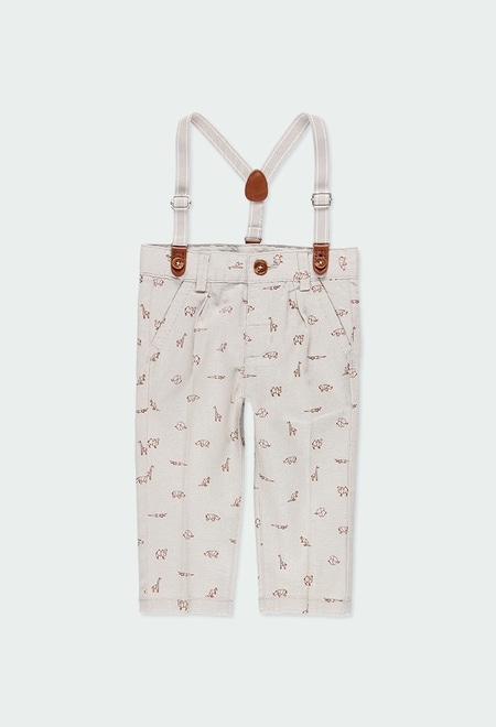 Linen trousers "animals" for baby boy_1