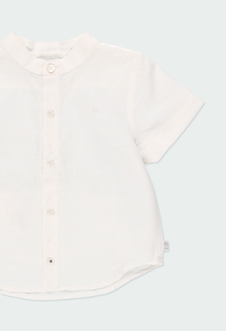 Camisa linho manga curta para o bebé menino_3
