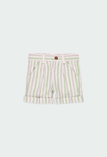 Linen bermuda shorts striped for baby boy_1