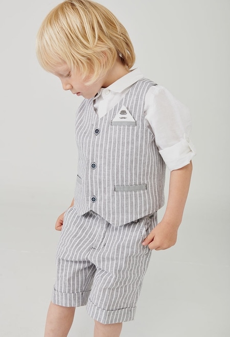Linen vest striped for baby boy_1