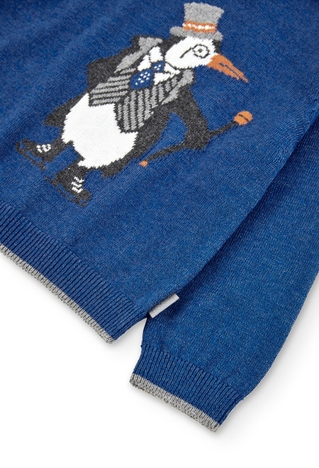 Pullover tricot "pinguim" para o bebé menino_4