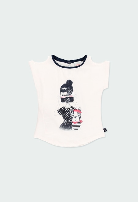 Camiseta malha "menina e cão" para menina_1