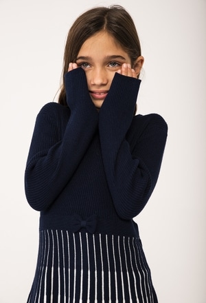 Vestido tricotosa plisada de niña_1