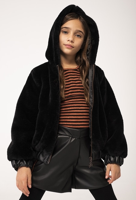 Jacket fur with stripes for girl_1