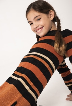 Knitwear dress striped for girl_1