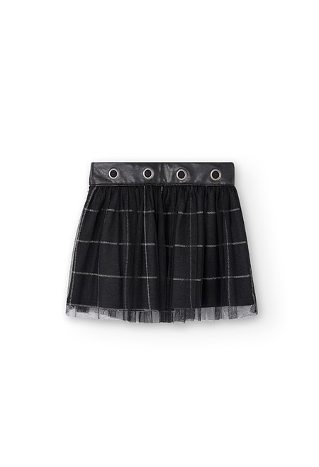 Combined tulle skirt fake fur for girl_2