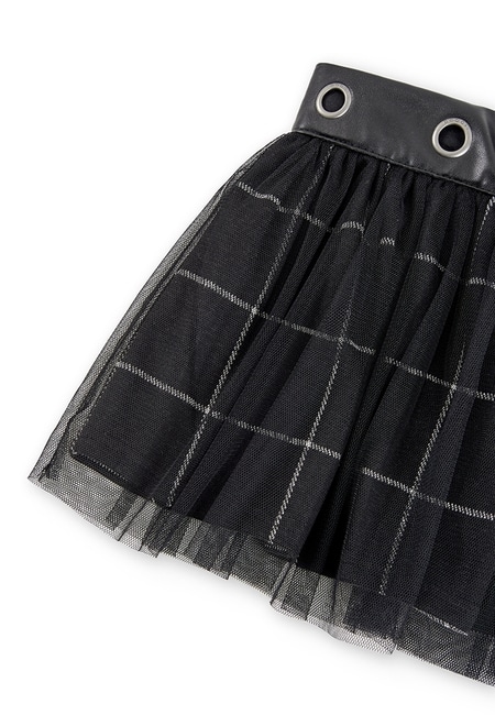 Combined tulle skirt fake fur for girl_4