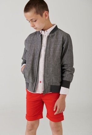 Bomber jacket linen denim for boy_1