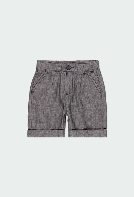 Linen bermuda shorts denim for boy_1