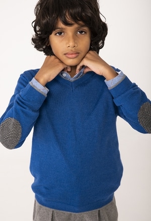 Knitwear pullover with elbow patches for boy_1