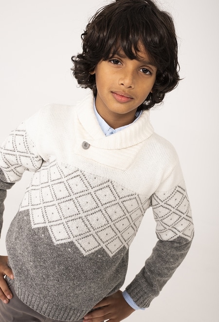 Pullover tricot jacquard para menino_1