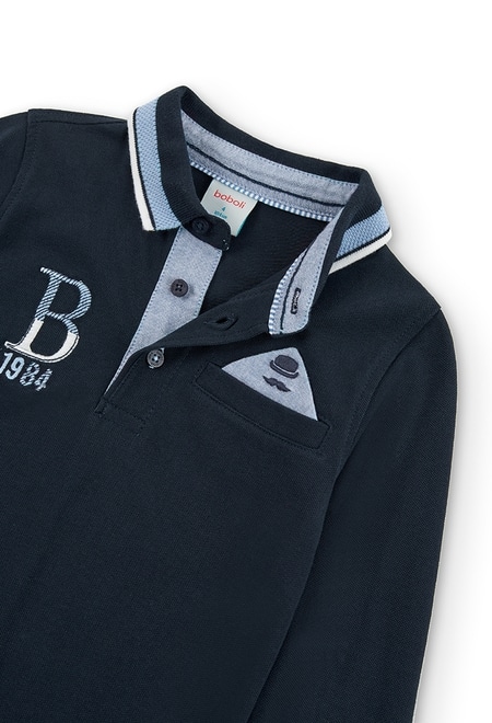 Pique polo with elbow patches for boy_3