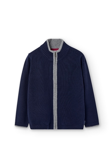 Knitwear jacket with elbow patches for boy_2