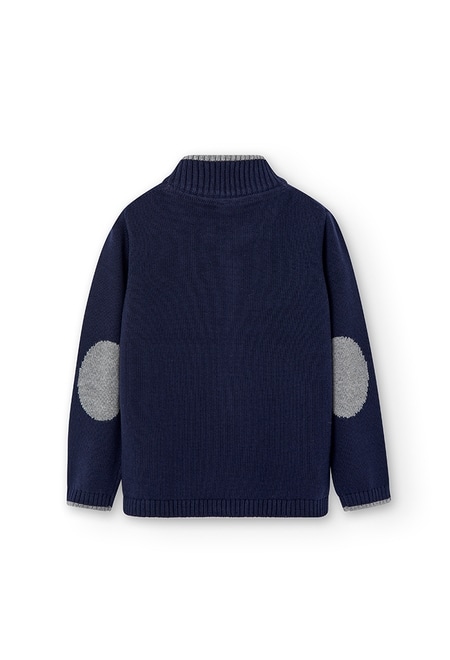 Knitwear jacket with elbow patches for boy_3