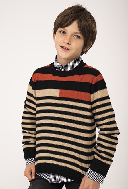 Pullover tricot às riscas para menino_1
