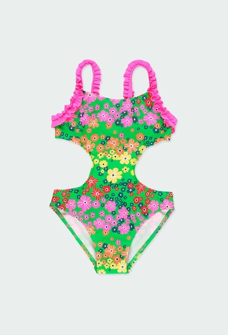 Swimsuit polyamide floral for girl_1