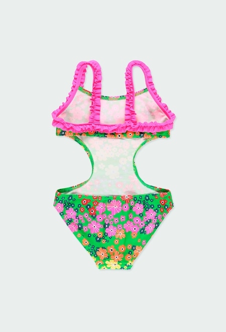 Swimsuit polyamide floral for girl_2