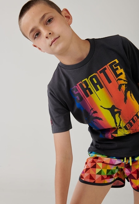 Camiseta punto "skateboard" de niño_1